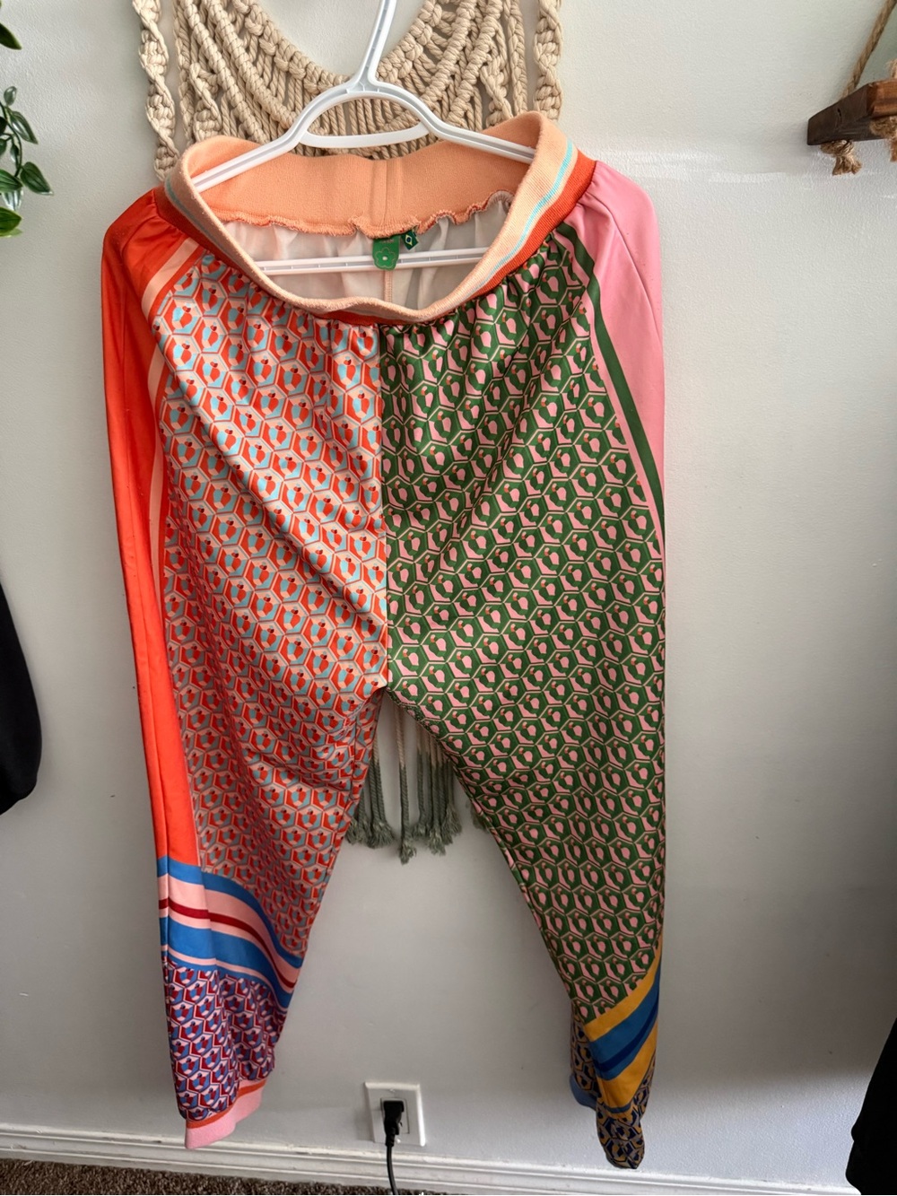 FARM Rio Multi-Print Colorblock Jogger Pants in Coral, Green & Pink